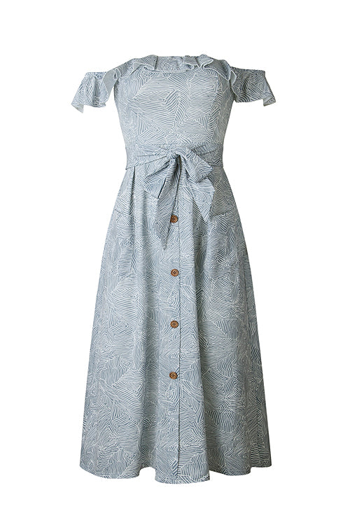 Beautiful Day Ruffle Shoulder Button-Up Midi Dress - 6 Colors