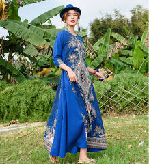 Loose Ethnic Embroidered Maxi Dress