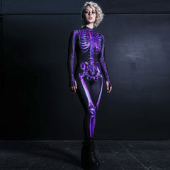 Purple Skeleton Costume Glow In Dark Halloween Costume Womens