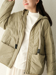 Simple Casual Solid Color Hooded Coat