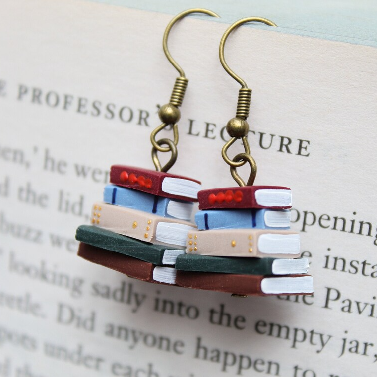 ✨Stack of Books Earrings, Library Colours - Perfect Gift for your book lover friends