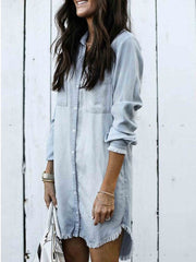 Vorioal Hot Sexy Denim Shirt Dress