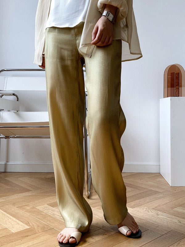 Loose Light Soft Satin Wide-Leg Long Pants