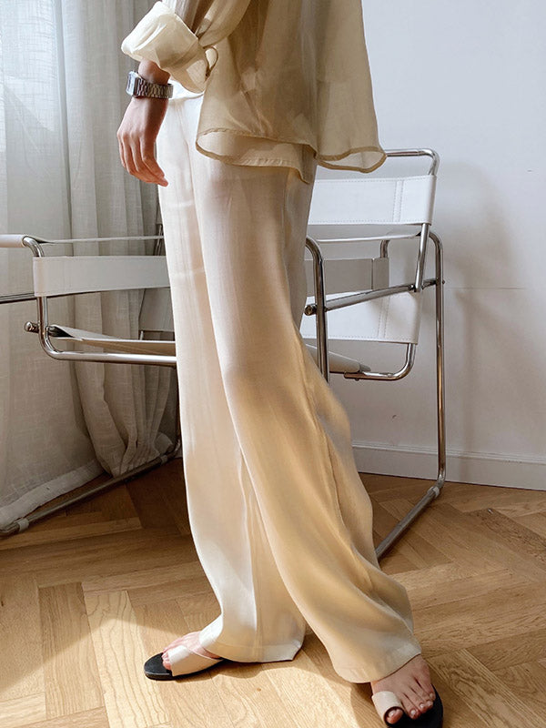 Loose Light Soft Satin Wide-Leg Long Pants