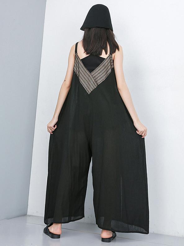 Loose V-neck Wide-leg Jumpsuits