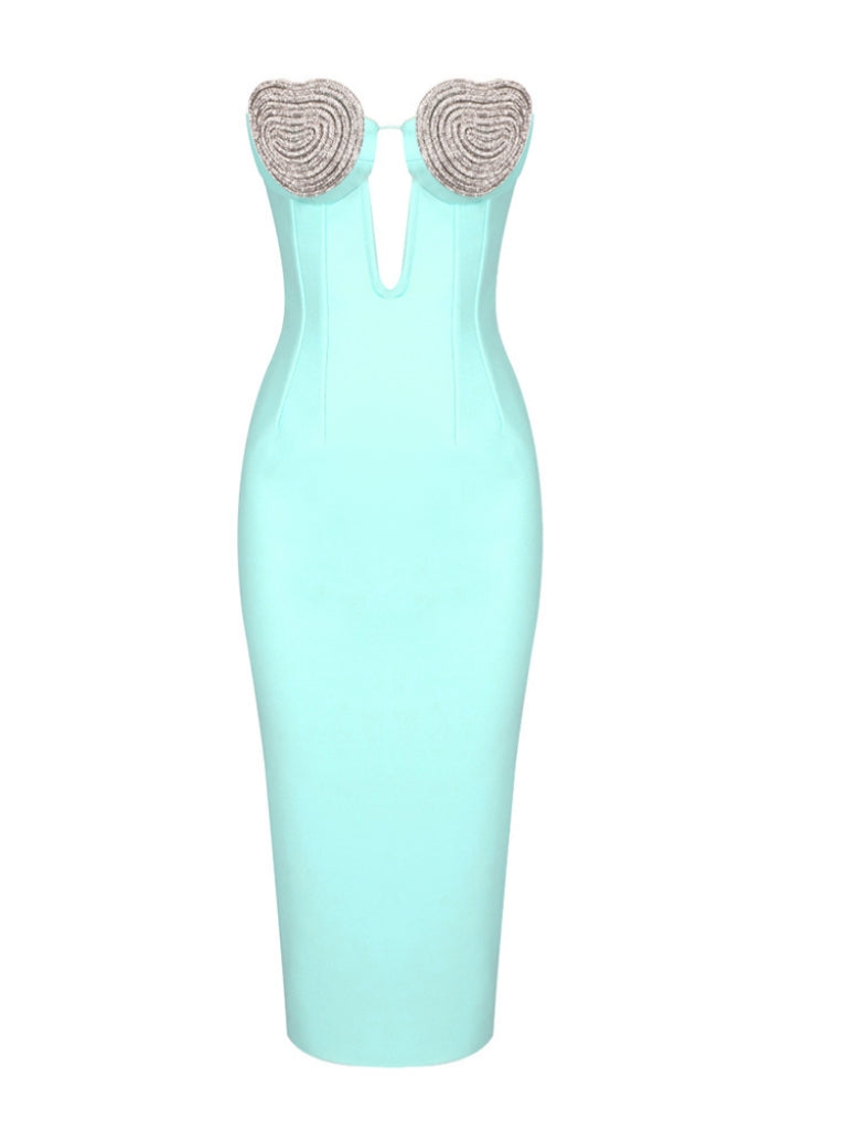Sattie Strapless Crystal Cutout Bandage Dress