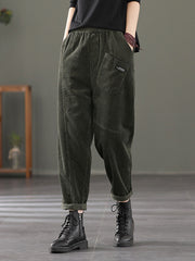 Retro Solid Color Loose Patchwork Pants