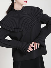 Ruffled Layered Design Round Neck Two-Piece Top