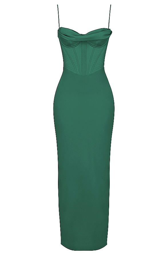 CHARMAINE FOREST CORSET MAXI DRESS - Dark green