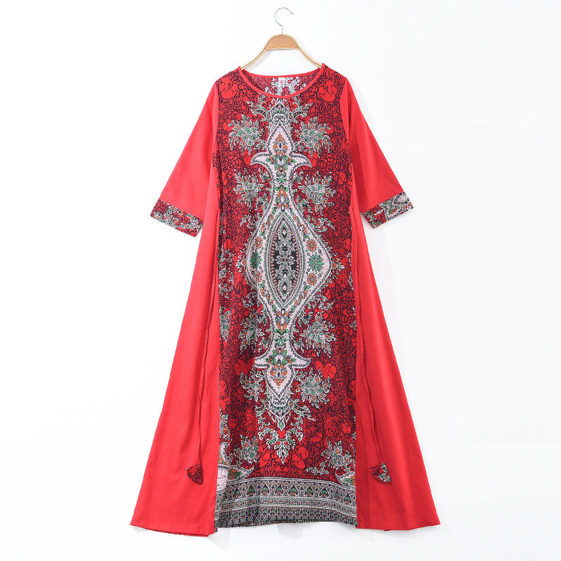 Loose Ethnic Embroidered Maxi Dress