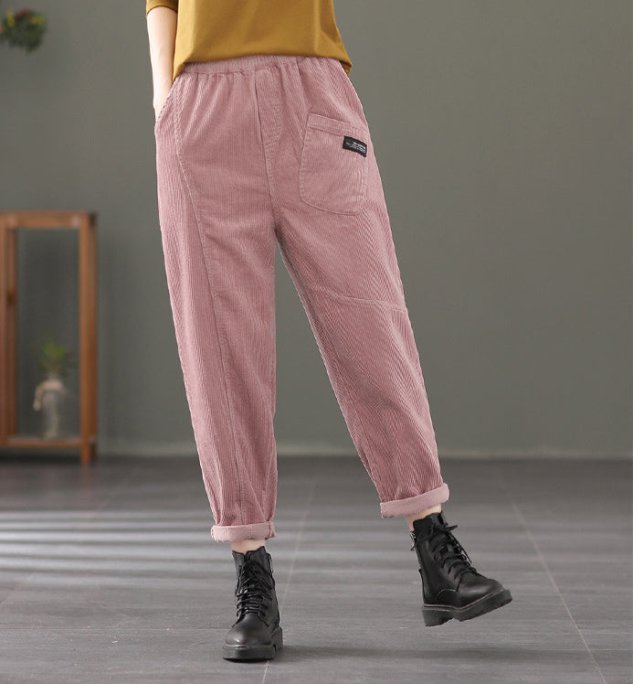 Retro Solid Color Loose Patchwork Pants