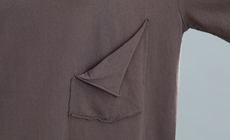 V-Neck Irregular Hole Half-Sleeved T-Shirt Tops