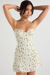 Pretty Sweetheart Summer Floral Print Chiffon Mini Sundress - Green